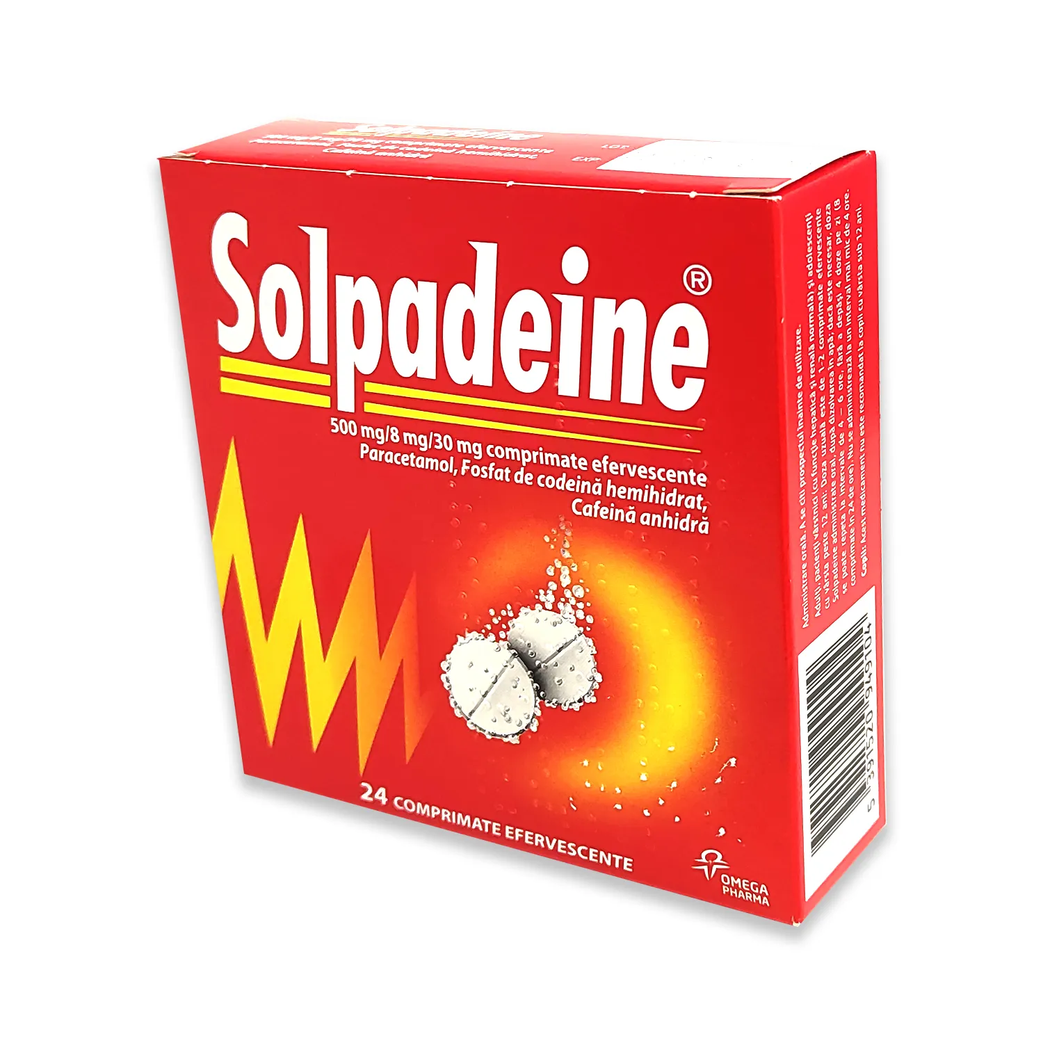 Solpadeine 500mg/8mg/30mg x 24 comprimate efervescente