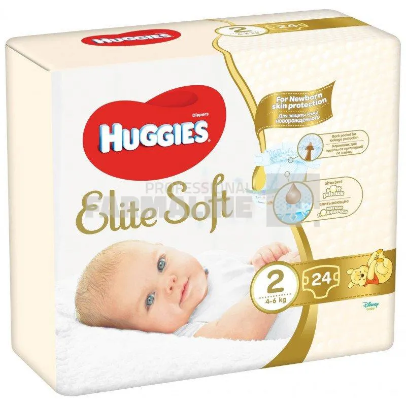 Huggies Elite Soft nr.2 4-6 kg 24 bucati