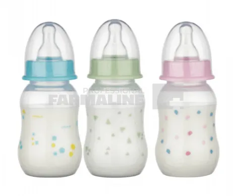 Baby Nova 46010 Biberon cu gat standard tetina S 120 ml