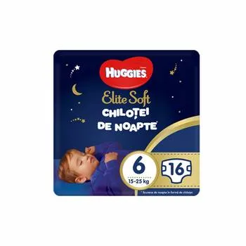 Scutece chilotei de noapte Elite Soft Pants Overnight Nr.6 15-25kg, 16 bucati, Huggies