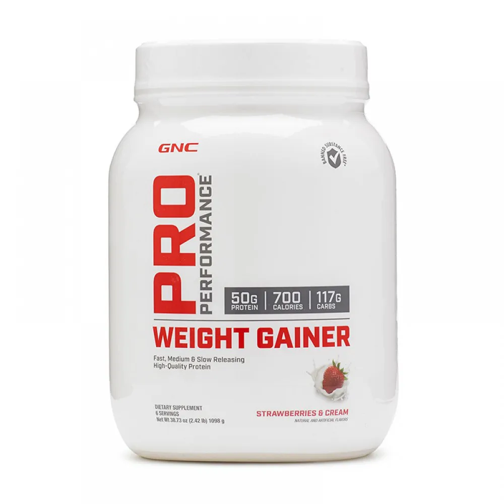 Weight Gainer cu aroma de capsuni (1098 grame), GNC Pro Performance