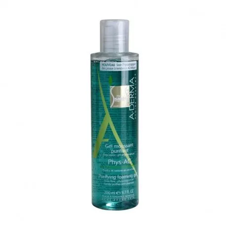 ADerma Phys-AC gel spumant de curatare pentru ten acneic, 200 mlPHYSAC GEL DE CURATARE 200ML