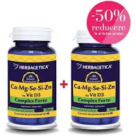 HERBAGETICA Ca+Mg+Se+Si+Zn+D3 x 60cps + 60cps - 50% cadou