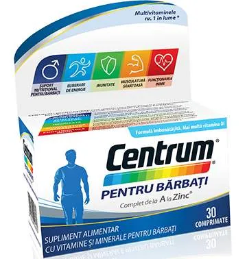 CENTRUM BARBATI A-ZINC 30 COMPRIMATE