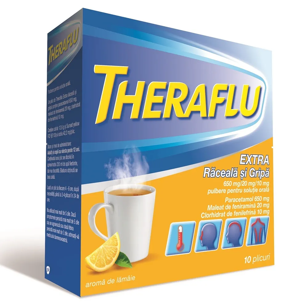 THERAFLU EXTRA RACEALA SI GRIPA 650 mg/20 mg/10 mg x 10