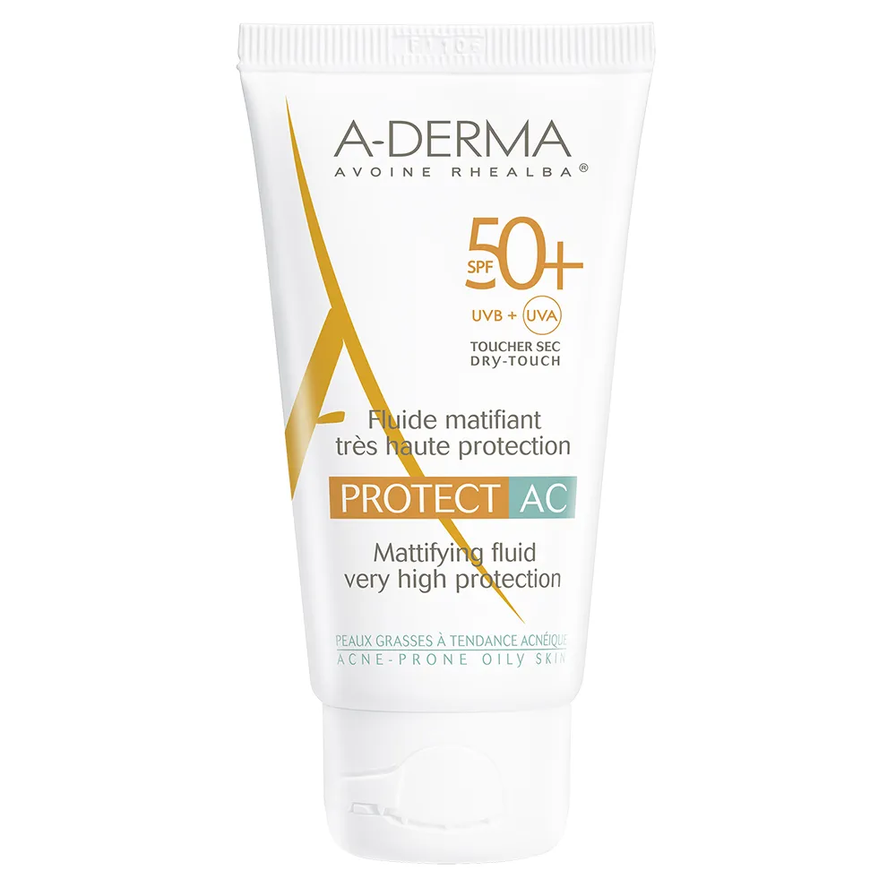 Fluid matifiant pentru protectie solara cu SPF 50+, 40 ml, A-Derma Protect AC