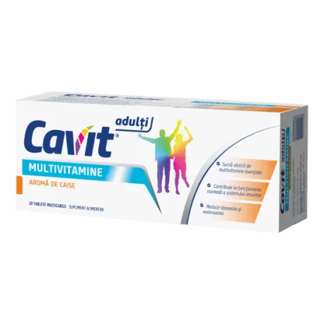 Cavit adulti multivitamine luteina cu aroma caise, 20 tablete