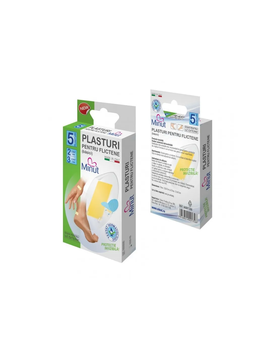 Plasturi pentru flictene (basici), 5 bucati, Minut