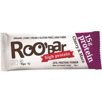 Baton proteic cu cirese si maca raw Bio, 60g, Roobar