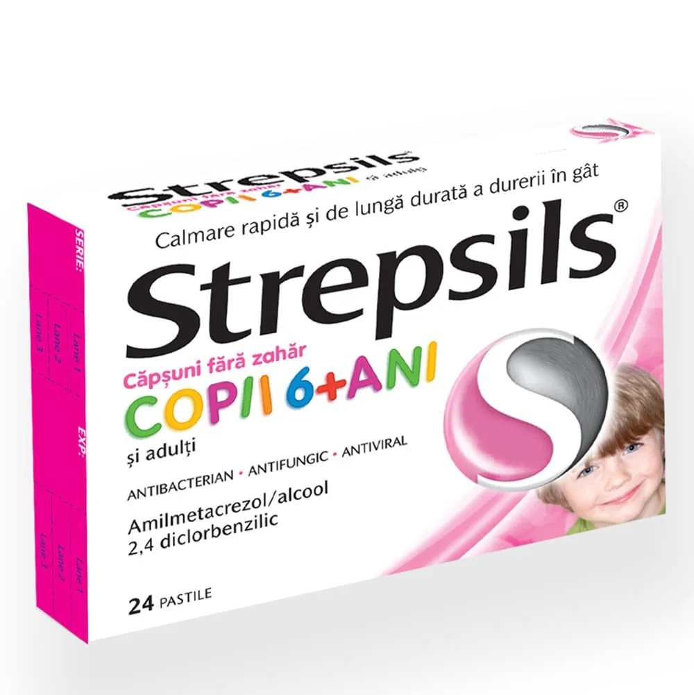 STREPSILS CAPSUNI FARA ZAHAR x 24 PASTILE FARA CONCENTRATIE RECKITT BENCKISER  R