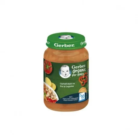 Gerber Bio Piure cartofi dulci, pui, legume, 190g