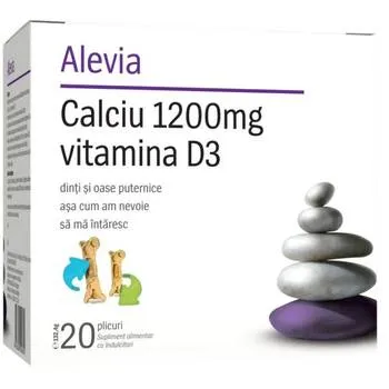 Calciu 1200mg Vitamina D3, 20 plicuri, Alevia