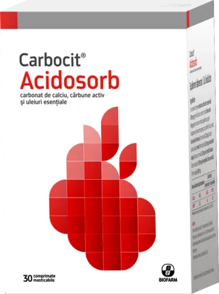 Carbocit acidosorb, 30 comprimate masticabile, Biofarm