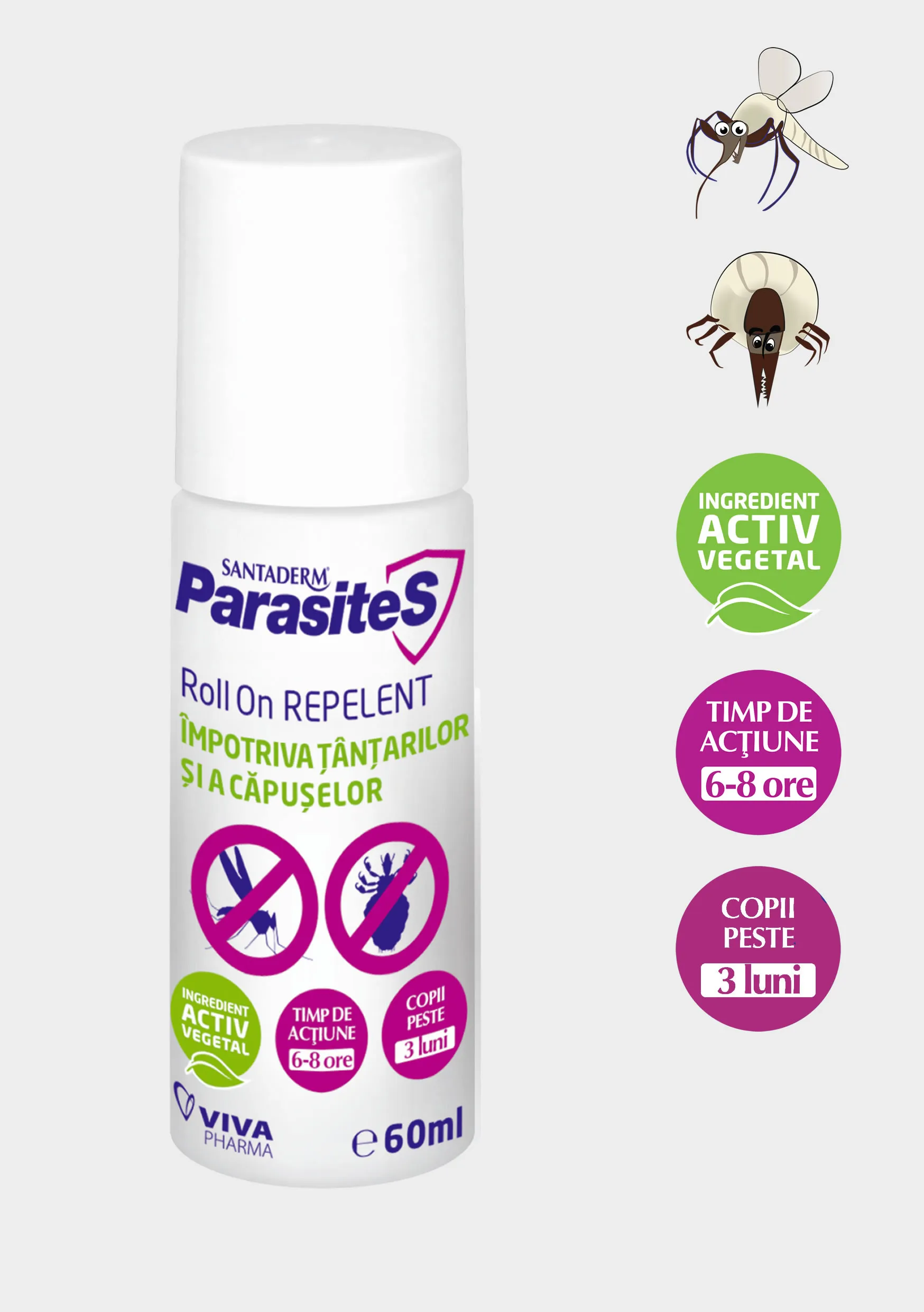 SANTADERM Parasites roll-on repelent tantari&capuse x 60ml