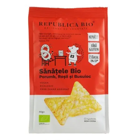 Sanatele Bio cu porumb, rosii si busuioc, fara gluten, 40 g, Republica Bio