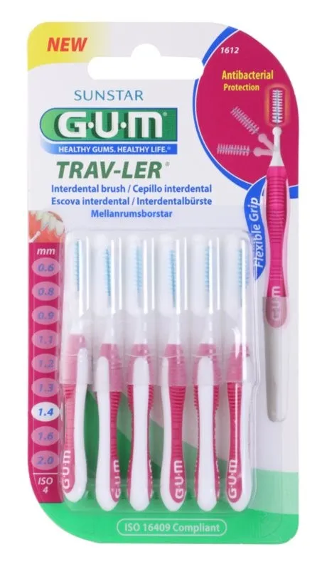 GUM PERII INTERDENTARE TRAV-LER 1.4MM ROZ 6BUC