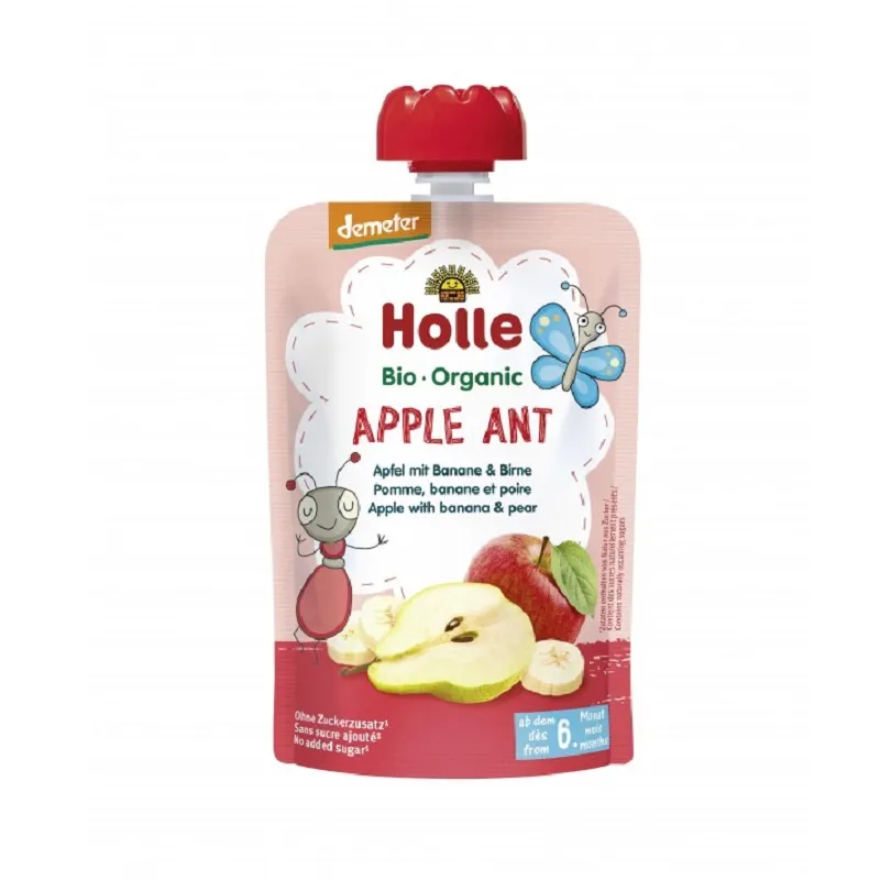 Piure eco Apple Ant mere, banane, pere, 100 g, Holle