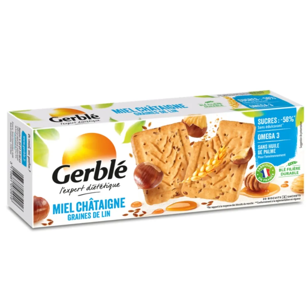 Biscuiti cu miere si faina de castane, 200 g, Gerble