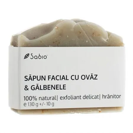 Sapun facial natural cu ovaz si galbenele, 130 g, Sabio