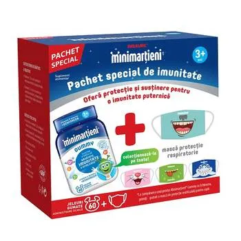 Minimartieni jeleuri cu Echinacea Gummy, 60 jeleuri + Masca din marterial textil, Walmark