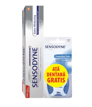 Sensodyne pasta de dinti Extra whitening x 100ml + Ata dentara cadou