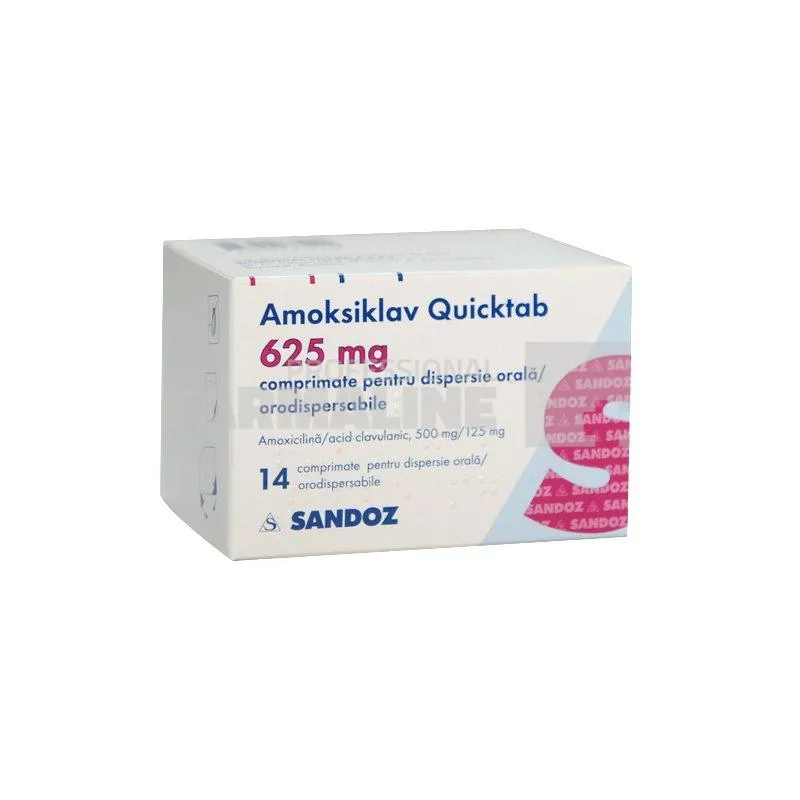 AMOKSIKLAV QUICKTAB 625 mg X 14 COMPR. PT. DISPERSIE ORALA/ORO 625mg SANDOZ S.R.L.