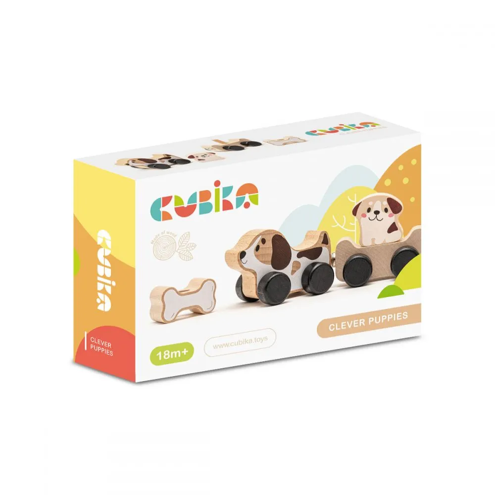 Cubika 15443 Jucarie din lemn puppy family