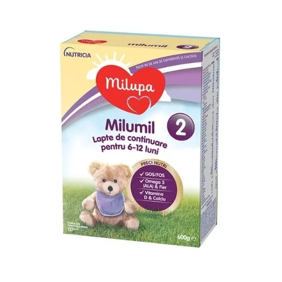 Lapte pentru continuare pentru 6-12 luni Milumil 2, 600g, Milupa