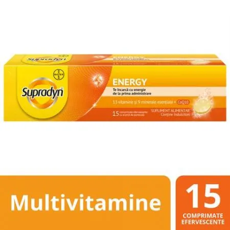 Multivitamine si minerale Supradyn Energy cu Coenzima Q10, 15 comprimate efervescente, Bayer