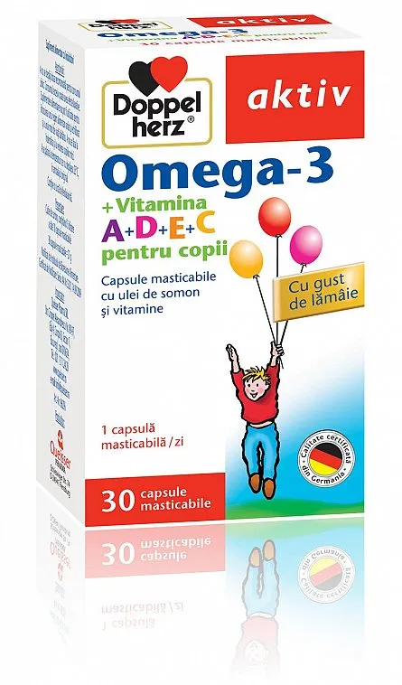 DOPPELHERZ Omega-3 + vit. A + vit.D + vit. E + vit. C pentru copii x 30 capsule