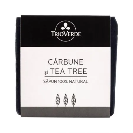 Sapun natural cu carbune si tea tree, 110 g, Trio Verde