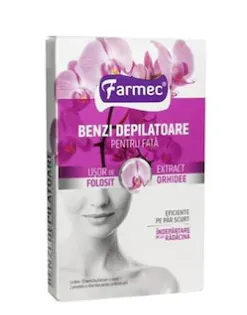 Benzi depilatoare pentru fata cu orhidee, 10 x 2 benzi, Farmec 827