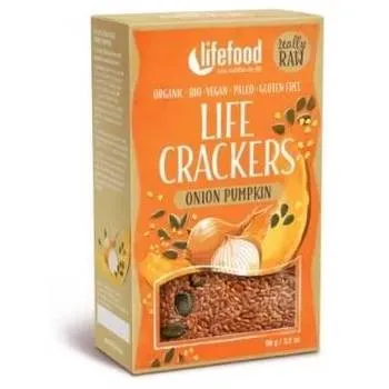 Lifecrackers cu dovleac si ceapa raw Bio, 90g, Lifefood