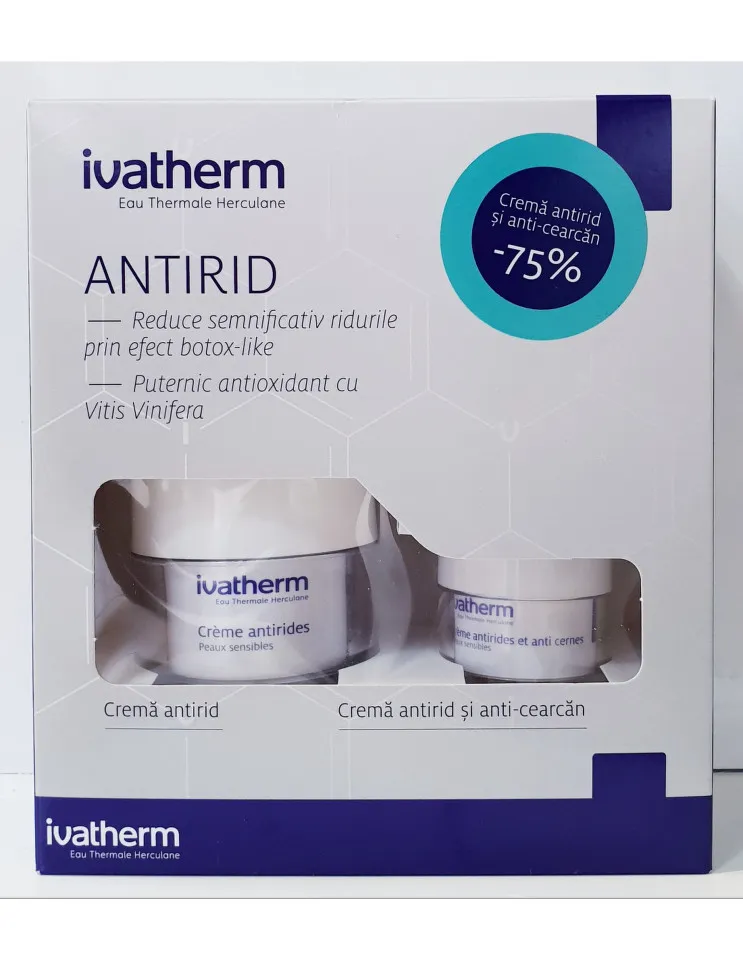 IVATHERM PACHET ANTIRID CREMA ANTIRID 50ML + CONTUR DE OCHI 15ML 75% REDUCERE AL 2-LEA PRODUS