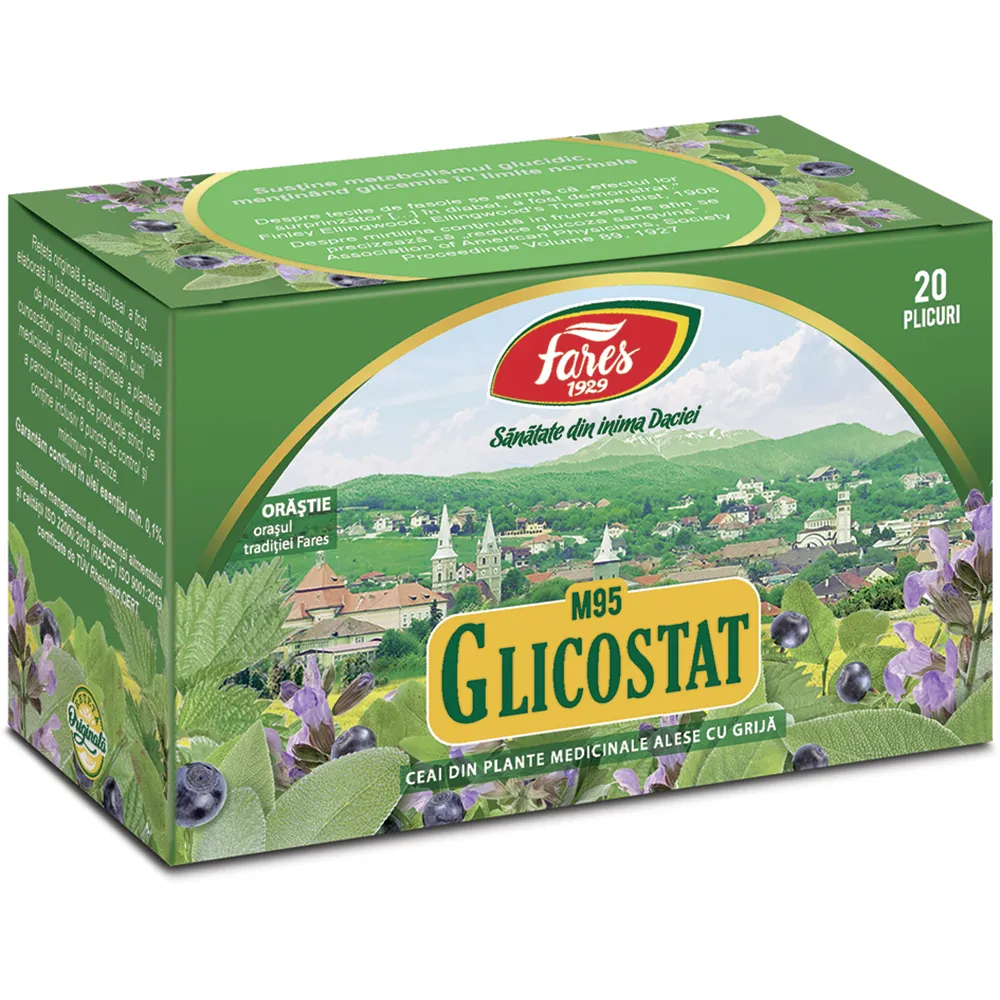 Ceai Glicostat, M95, 20 plicuri, Fares