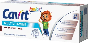 Biofarm Cavit Junior ciocolata 20 tablete masticabile
