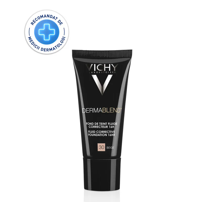 VICHY DERMABLEND FOND DE TEN CORECTOR FLUID REZISTENTA 16H SPF 35 TEN NORMAL / USCAT NUANTA 30 BEIGE X 30 ML