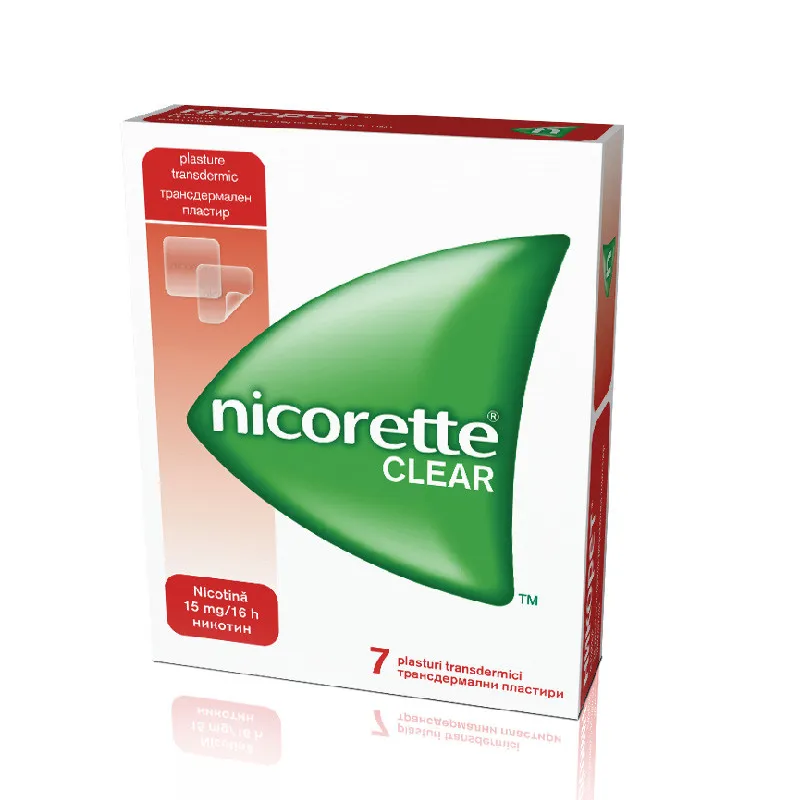 NICORETTE CLEAR 15MG/16H PLASTURI TRANSDERMICI 7BUC