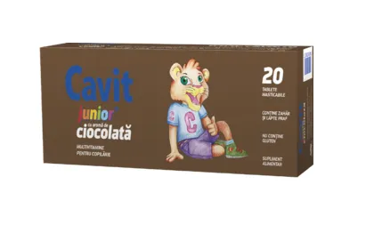 Biofarm Cavit Junior ciocolata 20 tablete masticabile