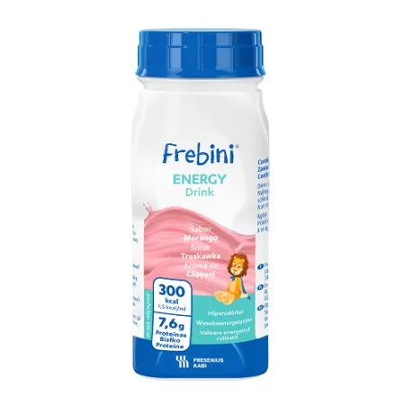 Bautura energizanta cu aroma de capsuni Frebini, 4 x 200 ml, Fresenius Kabi