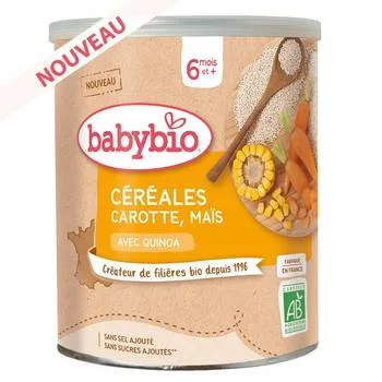 Cereale vegetale cu morcov, porumb si quinoa Bio, 220g, BabyBio