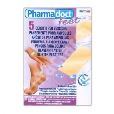 Plasturi hidrocoloid pentru vezicule si bataturi, 5 bucati, Pharmadoct