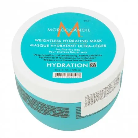 Masca pentru par uscat cu fir fin Weightless Hydrating Mask, 500 ml, Moroccanoil