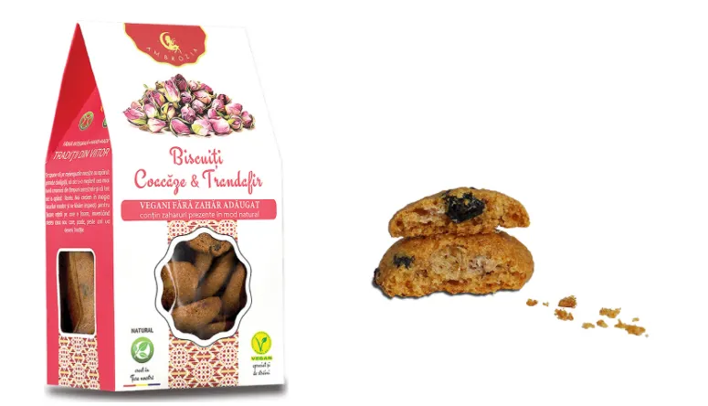 Biscuiti vegani cu coacaze si trandafiri, 150g, Ambrozia