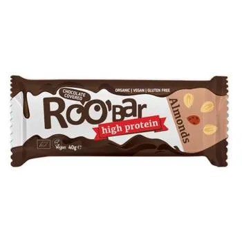 Baton proteic cu migdale invelit in ciocolata Bio, 40g, Roobar