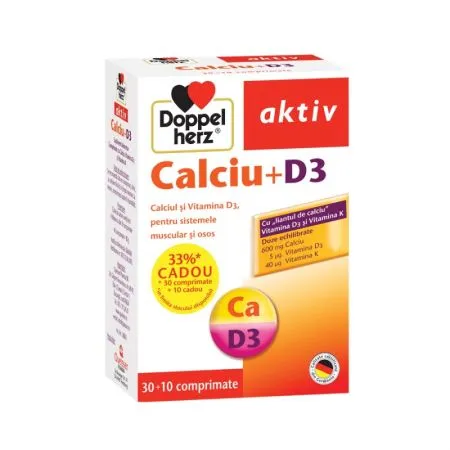 DOPPELHERTZ AKTIV CA+VITAMINA D3 X 30 TB + 10 TABLETE CADOU