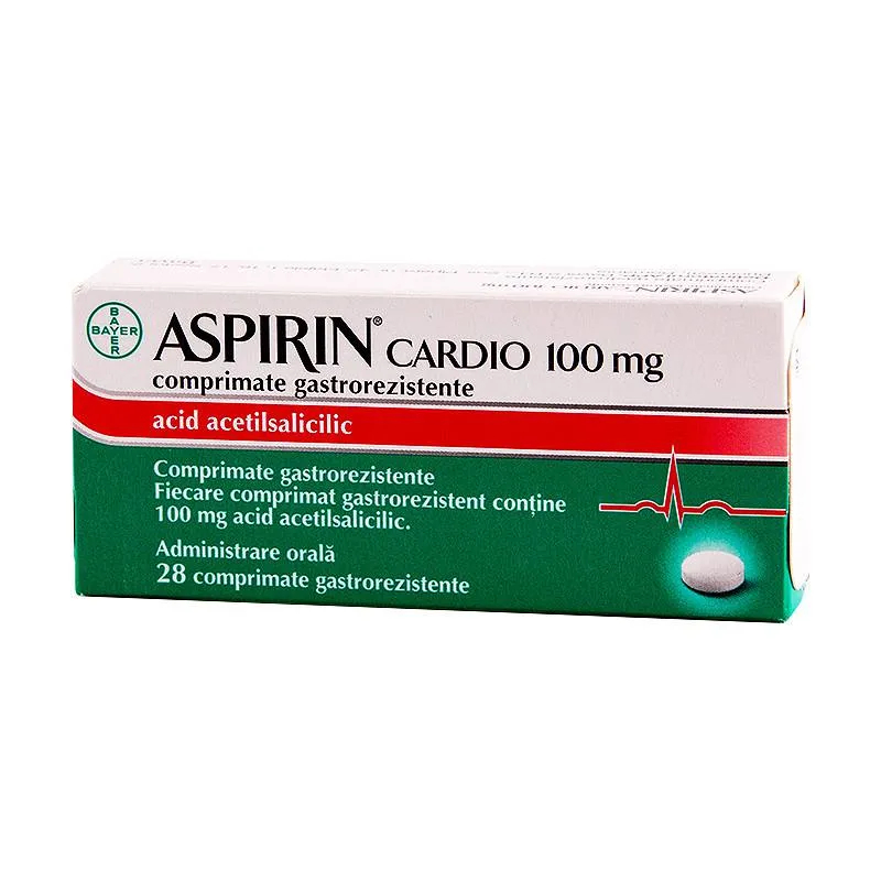 Aspirin Cardio, 100 mg, 28 comprimate gastrorezistente, Bayer