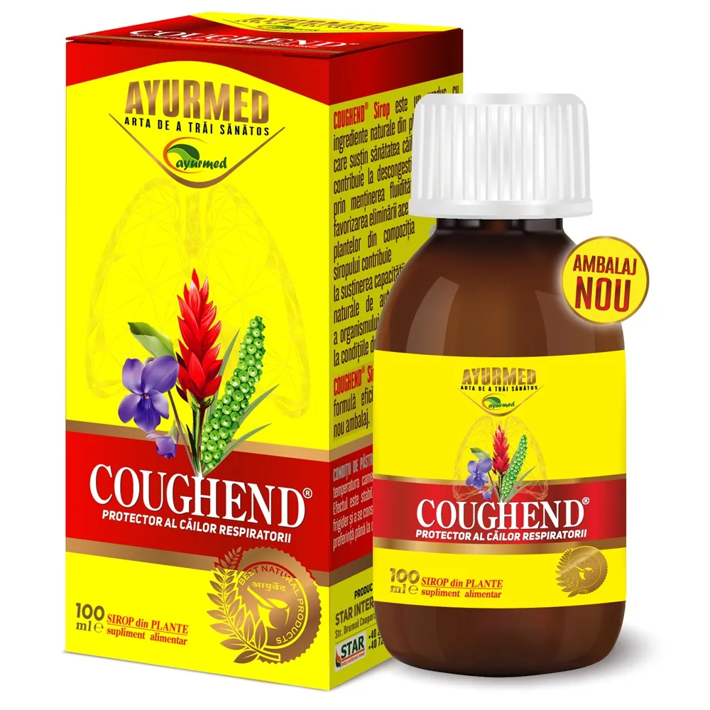 Coughend Sirop cu zahar, 100 ml, Ayurmed