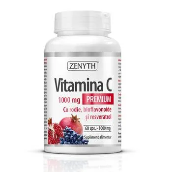 Vitamina C Premium cu rodie bioflavonoide si resveratrol, 60 capsule, Zenyth