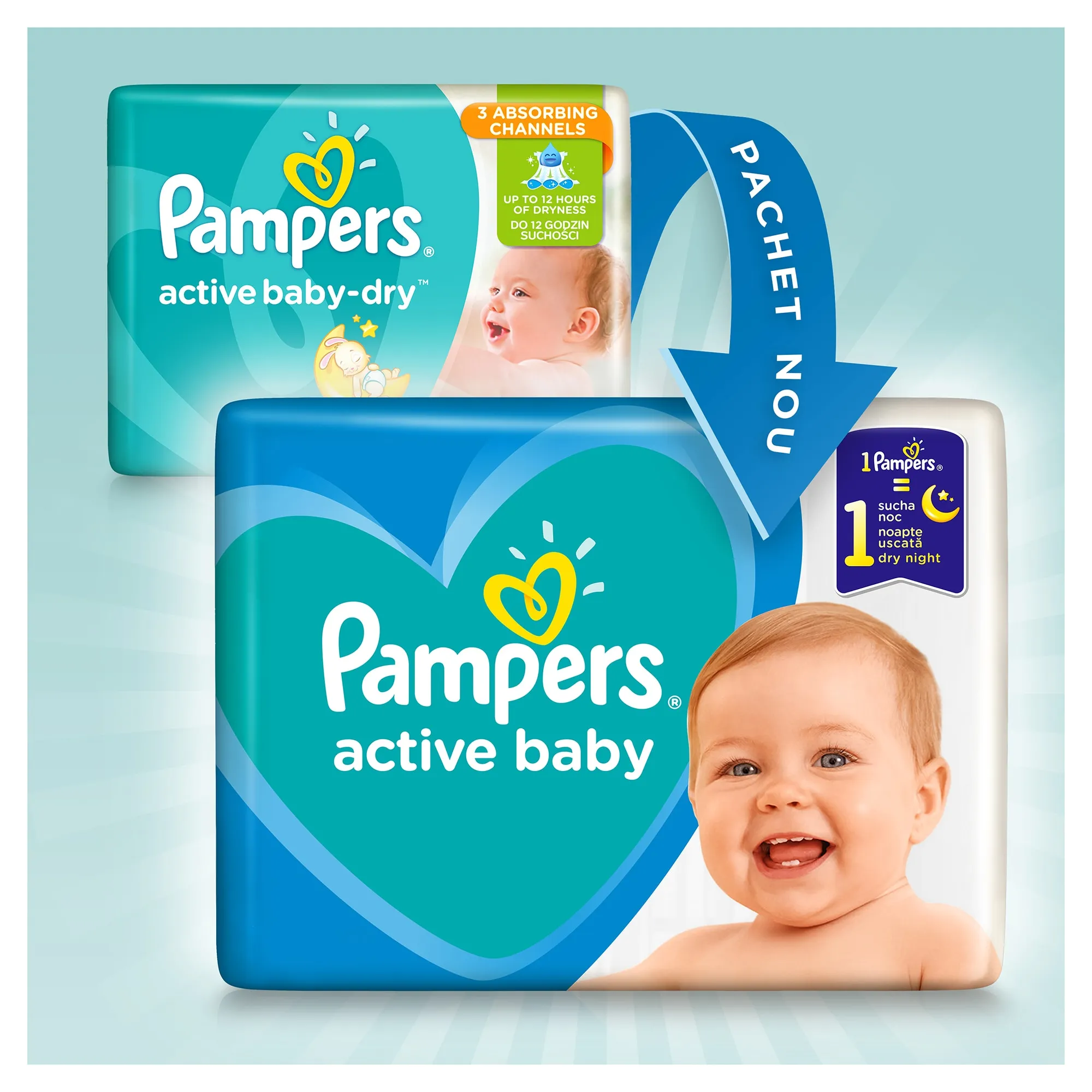 Pampers Scutece Active Baby XXL, Marimea  3, 6-10 kg, 52 bucati